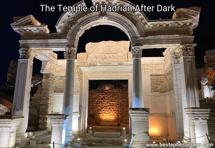 Illuminated Temple of Hadrian After Dark