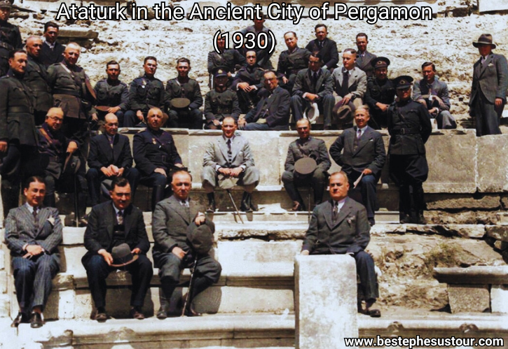 Ataturk in ancient city of Pergamon near Ephesus