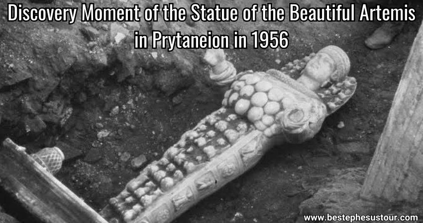 Discovery Moment of the Statue of the Beautiful Artemis in Prytaneion in 1956