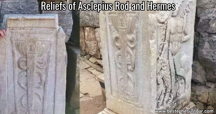 Reliefs of Asclepius Rod and Hermes in Ephesus Domitian Square